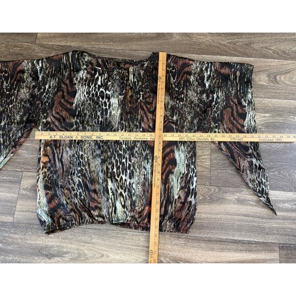 ALBERTO MAKALI WOMENS CASUAL TIE FRONT BLOUSE LARGE ANIMAL PRINT BAT SLEEVE SHEE - Picture 7 of 9